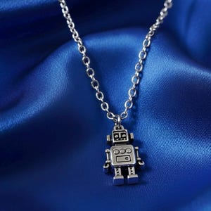 Robot Necklace • Mens Silver Pendant Necklace • Mens Charm Necklace Chain • Women's Silver Necklace • Mens Pendant Necklace • Mens Jewelry