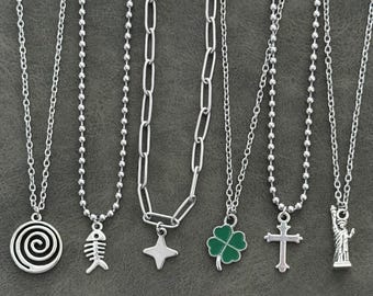 Silver Necklace for Men, Silver Pendant Necklace, Silver Mens Necklace, Mens Jewellery, Coin Necklace, Silver Chain Necklace, Charm Necklace