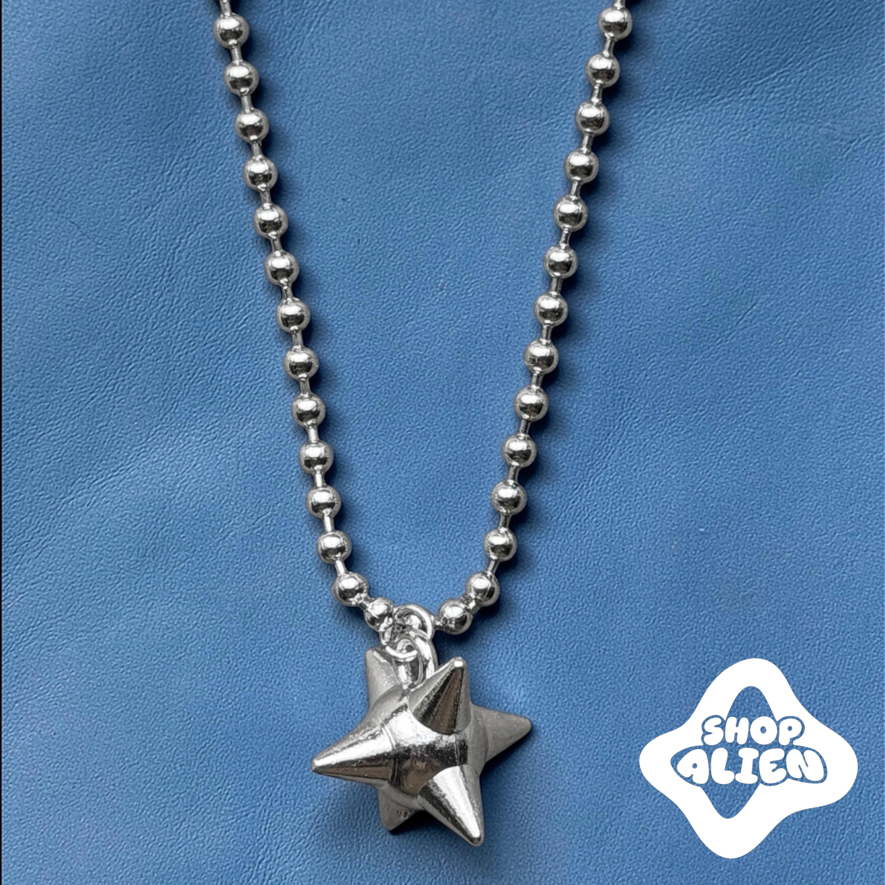 Silver Spike Ball Necklace Mens Women's Chain for Everyday Wear
