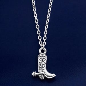 Silver Cowboy Boot Necklace Women's Mens Mens Silver Chain Women's Necklace Pendant Necklace