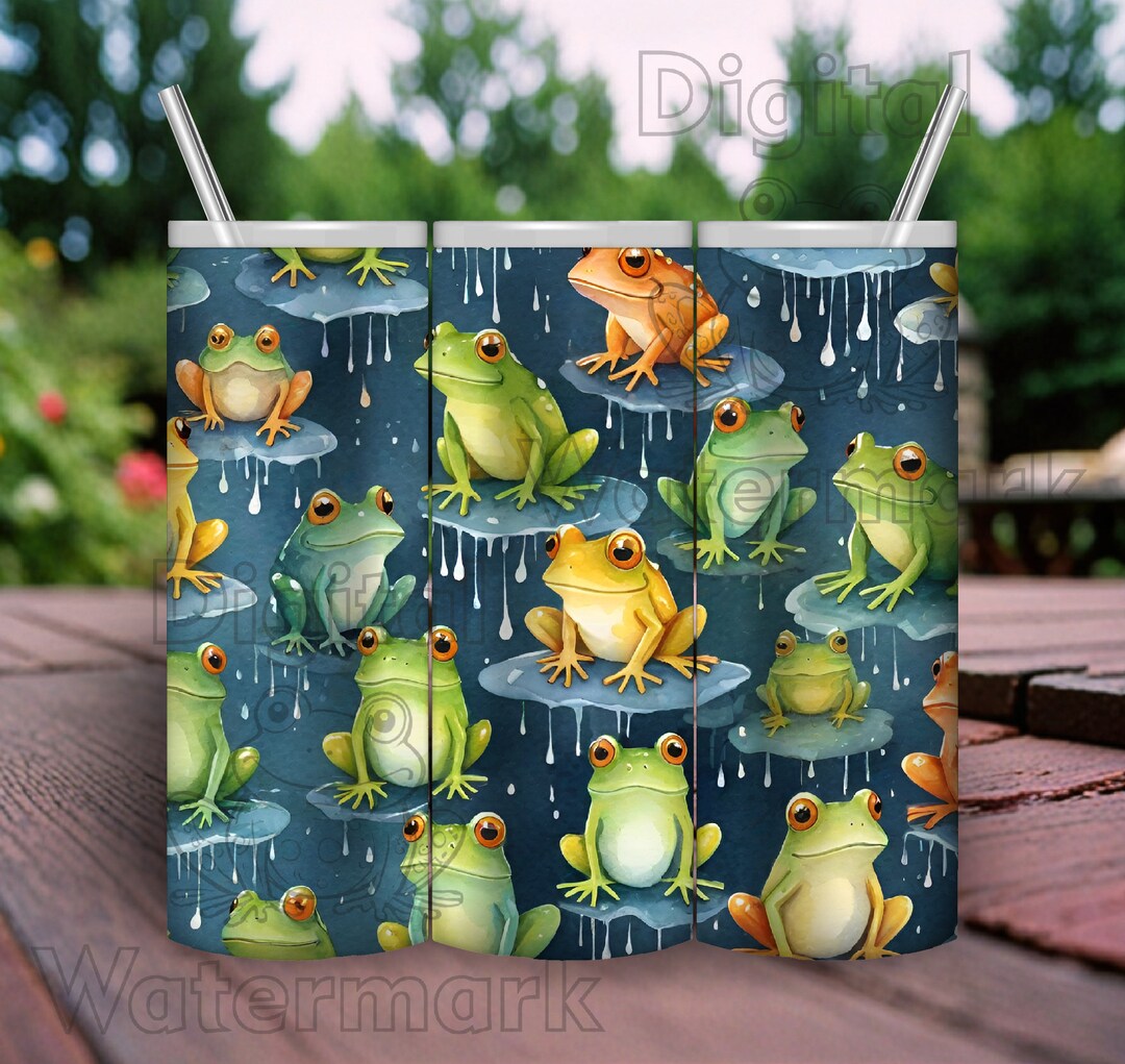 Rainy Day Frogs Tumbler Wrap 01 - 20 Oz Skinny Sublimation Tumbler PNG ...