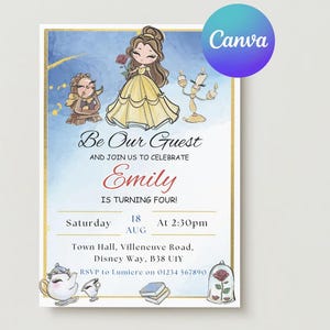 Prinses verjaardagsuitnodiging, prinses verjaardagsuitnodiging sjabloon, bewerkbare uitnodiging, Instant Download