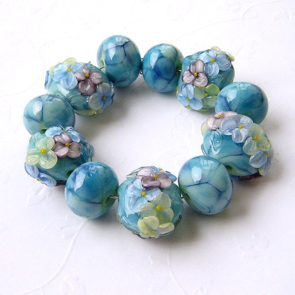 Water Garden - Lampwork Bead Set by Carlabeads