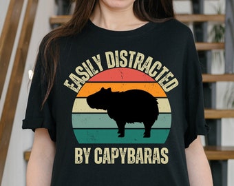 Capybara Shirt Funny Capybara T-Shirt Capybara Gift for Him Gift for Her Animal Lover Gift Capybara Clothing Retro Sunset Graphic Shirt