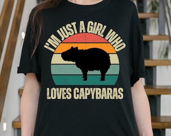 Capybara Shirt Funny Capybara T-Shirt Capybara Gift for Her Animal Lover Gift Capybara Clothing Retro Sunset Vintage Graphic T Rodent Shirt