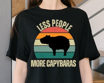Camisa de capibara divertida camiseta de capibara regalo de capibara para él regalo para su amante de los animales regalo capibara ropa retro atardecer camisa gráfica