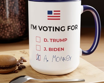 Vote A. Monkey Coffee Mug, 15oz