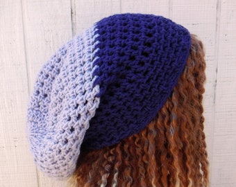 2 Tone Purple Slouchy Hat Women/Slouchy Beanie Women/Dread Tam Hat Women/Handmade Smaller Dreadlocks Snood Hat for Summer/Open Stitch Beanie