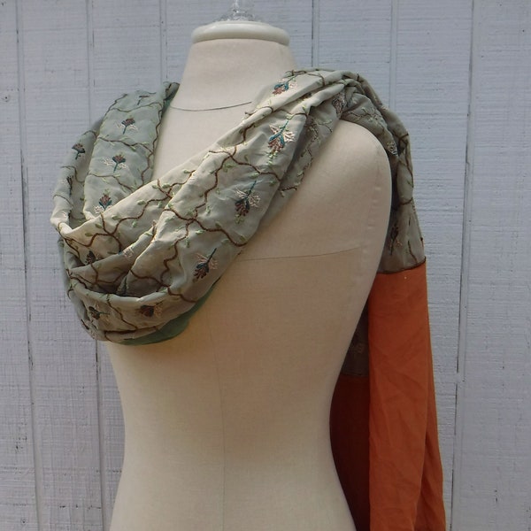 Green rust Indian Dupatta scarf/large wide vintage Scarf/Dupatta stole scarf women/embroidery shawl/Bohemian South Asian shawl/BOHO handmade