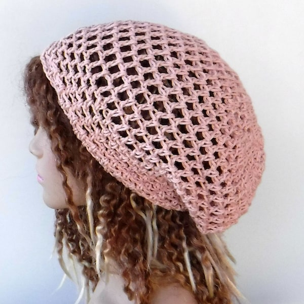 Slouchy beanie 16 colors available/cotton snood slouchy hat/smaller women Dread Tam Hair net beach hat/made to order summer beanie hat