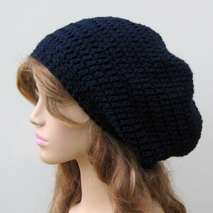 Navy blue slouchy beanie hat women/Slouchy beanie women/unisex blue beanie hat/Tam Dreadlock Beanie Hat men/winter hat women/men beanie hat