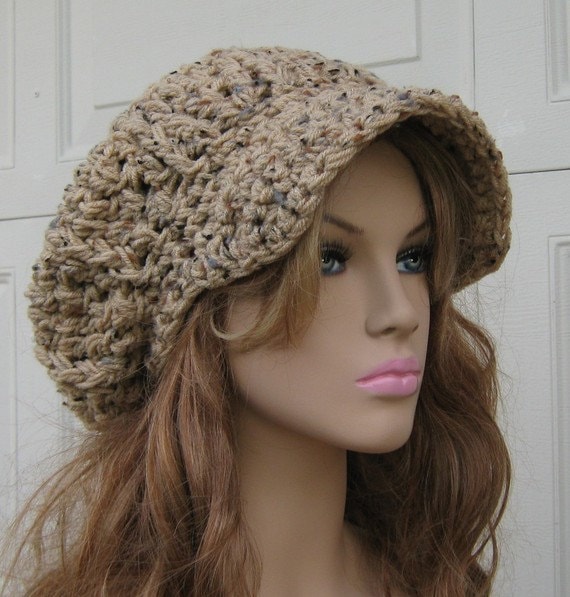 New Boho Crochet Newsboy Cap – Slouchy Brim Hat Handmade | Crochet by Sharon Crochet Newsboy Brim Slouchy Hat - Etsy main image 4