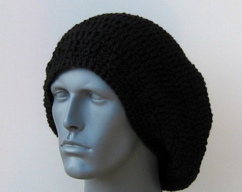 Unisex Slouchy Hat/Black WOOL Slouchy Beanie Women/Slouchy Hat Men/Dread Tam Hat/Winter hat Women/Winter Hat Men/Wool beanie gender neutral