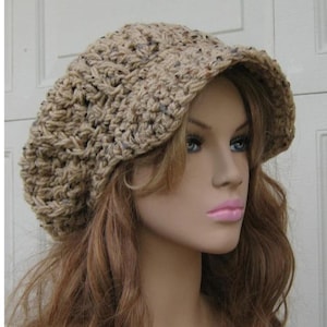 PDF Instant Download Pattern Rustic Newsboy Cap Slouchy Beanie Hat, Visor hat, woman crochet hat, Permission to sell finished hats