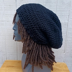 Slouchy Beanie, black Tam Dreadlocks hat, Hippie Beanie Hat, Bohemian woman or man beanie, slouch hat, dread tam hat, sock tam beanie