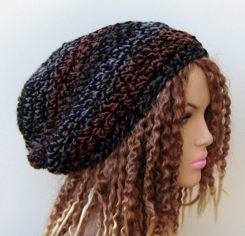 Slouchy hat spice slouchy beanie dread tam hat wool blend rust purple black winter hat