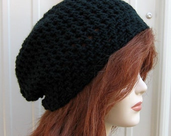 Slightly slouchy hat women/, Black snood style slouchy beanie hat women/smaller slouchy hat men