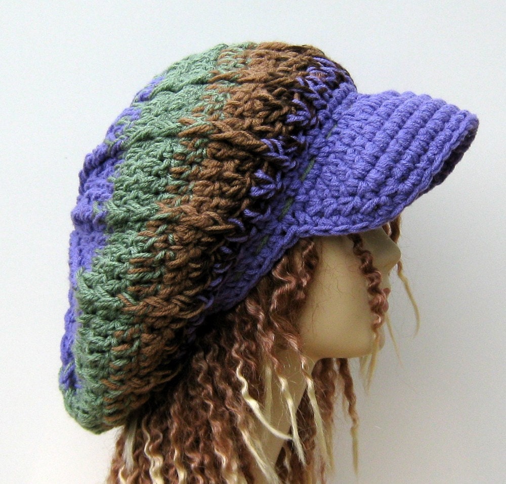 Large Newsboy Cap, Lavender Fields Visor Tam Hat Hippie