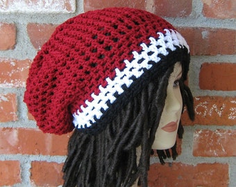 Sport colors slouchy beanie women/burgundy slouchy hat women/dreadlocks hat women or men/ dreadlock slouchy beanie tam hat/dread tam hat