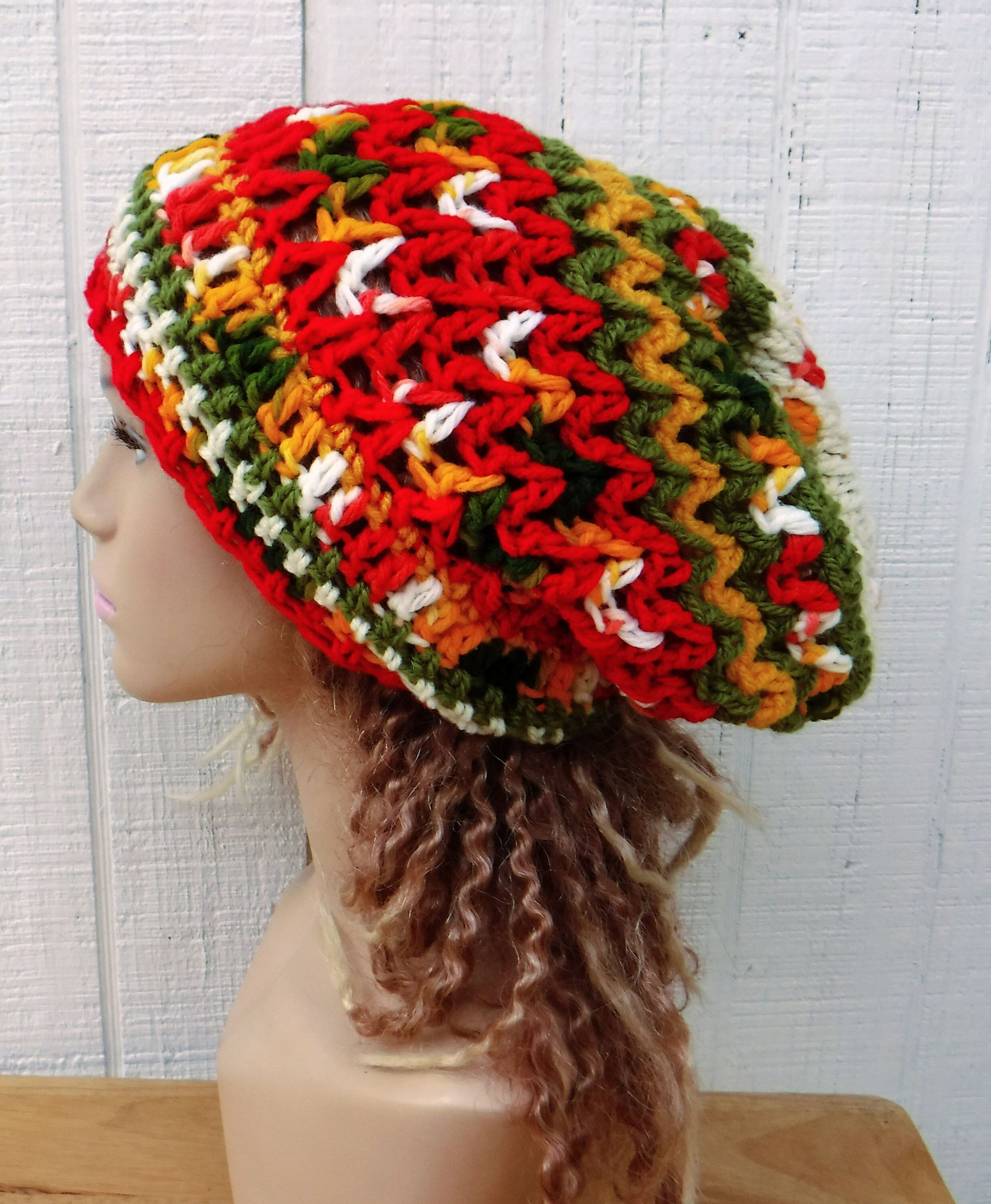 OOAK Retro Hippie Slouchy Beanie Women 
