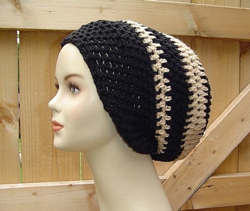 Black Sand Dreadlock Tam Hat, Long Sock Tam, Hippie