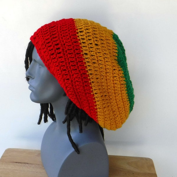 Rasta colors slouchy hat/dreadlocks beanie women men/Irie Jamaica dread tam hat/wide crown slouchy hat/slouchy hat women/slouchy hat for men