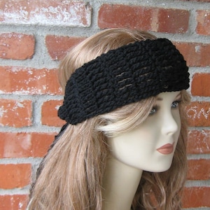 Crochet headband, Black Dread head band dreadband wrap hippie headband  bandana, woman or man head band to tie