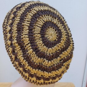 Bonnet ample en laine de chanvre unisexe/ Bonnet femme homme/chapeau Boho Hippie chapeau curry marron fait main/Dreads béret yam crochet bonnet image 4