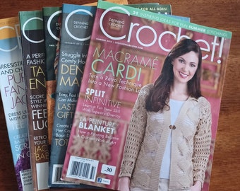 Crochet lot of 5 Defining Crochet magazines 2006 2007/accessories clothing sweater patterns/shrugs granny square tops hats scarves patterns