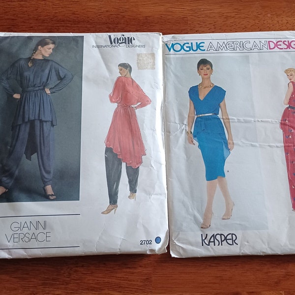 SEWING Lot of 2 vintage Vogue sewing patterns/Versace suit sewing pattern/Kasper dress sewing pattern/evening pants tunic sewing pattern