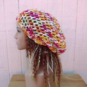 Cotton slouchy hat women/Over The Rainbow snood hat women/summer beanie hat/small dreadlocks hat/small dread tam/slouchy beanie women