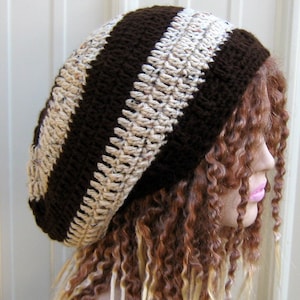 Slochy beanie, woman or man brown tweed Hippie Dread Tam, slouchy hat women, slouchy hat men, dreadlocks beret crochet beanie hat handmade
