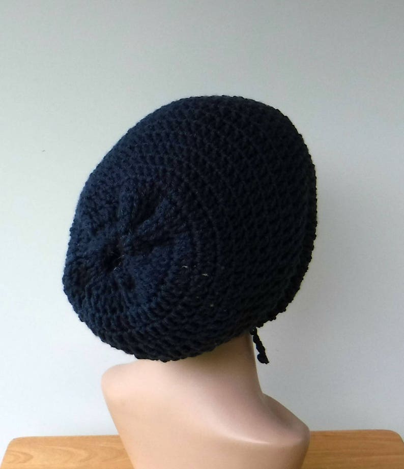 2 in 1 Dread tube or slouchy hat woman tube hat for dreadsdrawstring slouchy hat dreadlocks beanie with open backdark denim blue tam hat