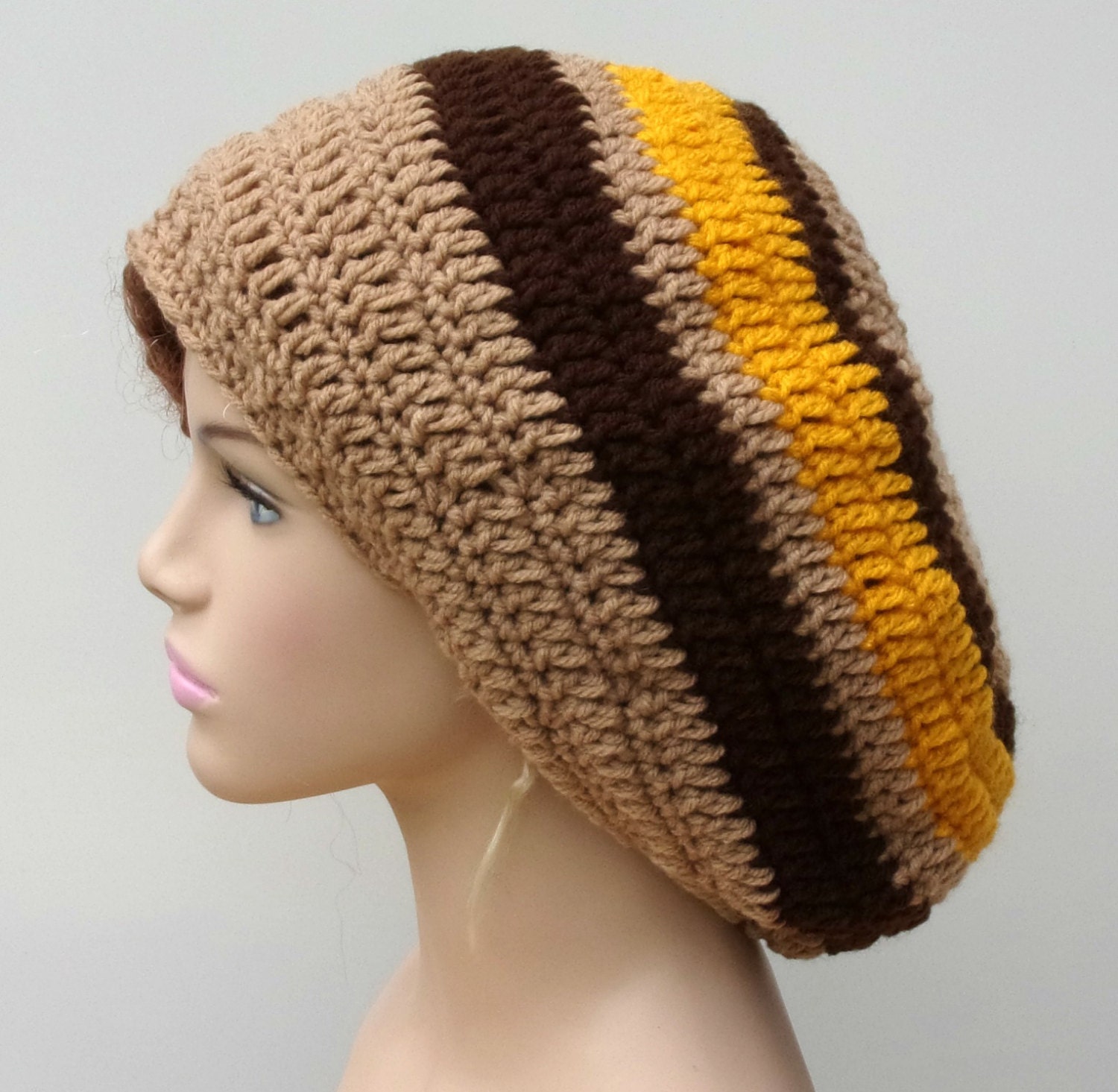 Large Slouchy Beanie Earthy Retro Hat 