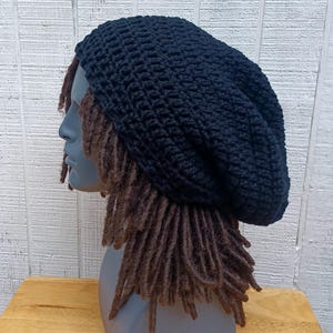 Men Women Slouchy Beanie longer black Dread Tam Dreadlock Hippie Beanie Hat