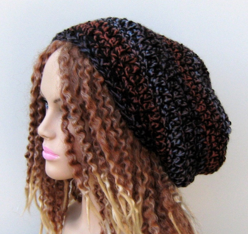 Slouchy hat spice slouchy beanie dread tam hat wool blend rust purple black winter hat