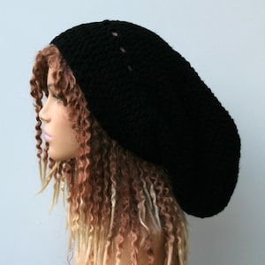 Custom color long slouchy beanie women/Dread Tam hat men/black or other neutral color very slouchy hat/Dreadlocks beanie/sock tam hat unisex