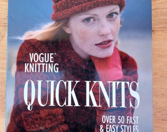 VOGUE Knitting Quick Knits large book fast easy sweater patterns/stylish quick top knitting patterns/Vogue cardigans hats/vintage vogue book