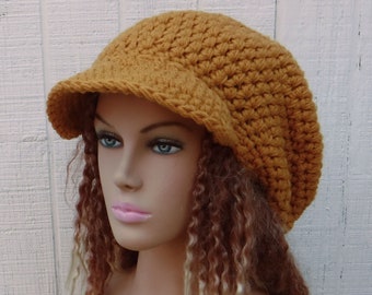 Mustard Yellow Slouchy Newsboy Hat Women/Smaller Visor Dread Tam Women or Men/Slouchy Beanie Hat Women/Essential Slouchy Hat Bill/Winter Hat