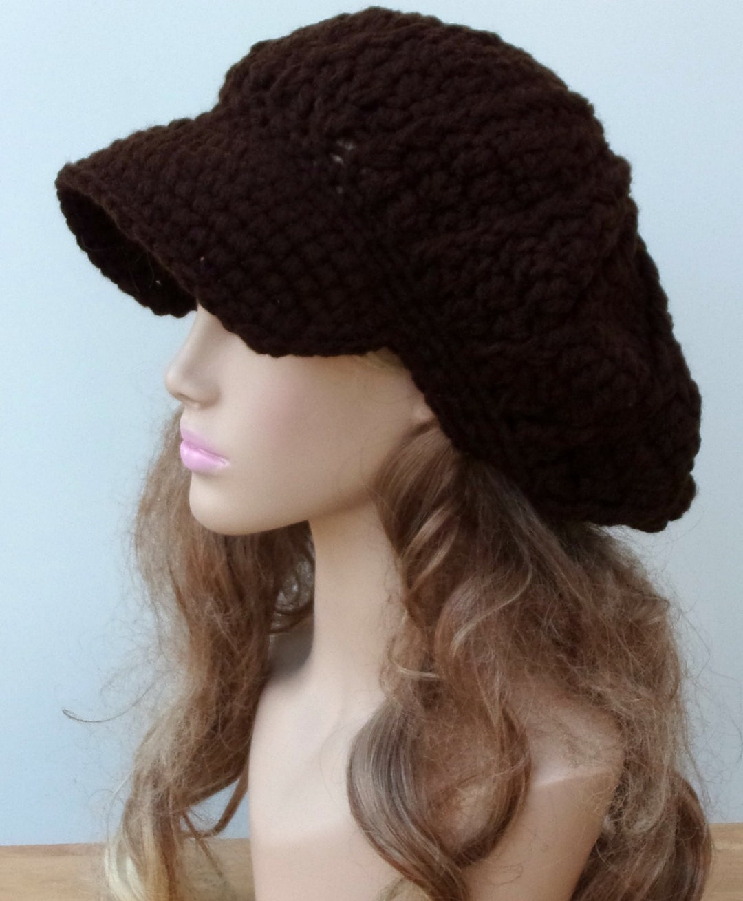 Brown Newsboy Hat Women or Men/unisex Visor Slouchy Hat/visor Slouchy