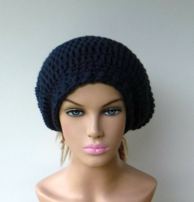 2 in 1 Dread tube or slouchy hat woman tube hat for dreadsdrawstring slouchy hat dreadlocks beanie with open backdark denim blue tam hat