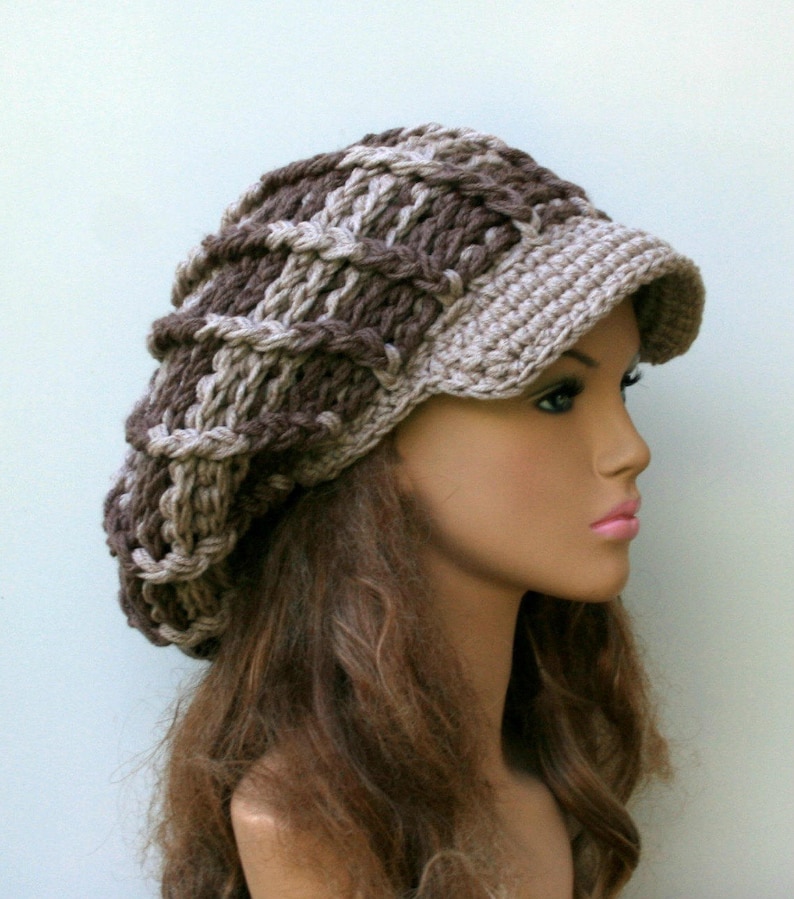 Instant Download PDF Pattern Newsboy hat/poofy ribbed slouchy beanie hat/Visor chunky woman man crochet cap/Permission to sell finished hats image 4