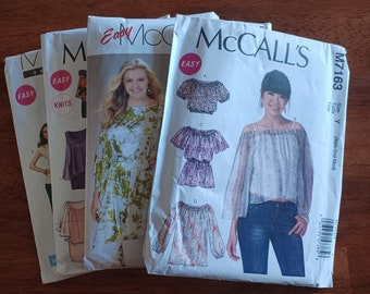 SEWING Lot of 4 easy summer shirt top blouse patterns/McCalls pattern/quick tops sewing patterns/uncut sz xs s m small medium sewing pattern