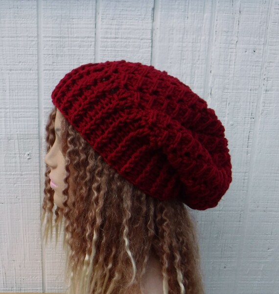 Cranberry Red Slouchy Beanie Women/dark Red Slouchy Hat  display picture 1