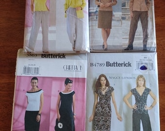 SEWING Lot of 4 Classic Designer Butterick sewing patterns/ separates patterns/pants skirts dress jacket sewing patterns/uncut m l xl