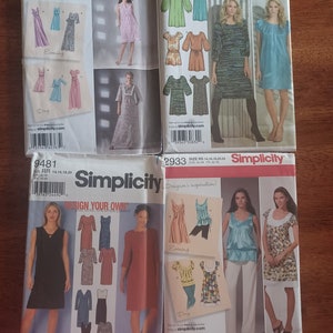 SEWING Lot of 4 plus size summer dress patterns/Simplicity dress pattern/large dresses sewing patterns/uncut 14 16 18 20 22 dresses patterns