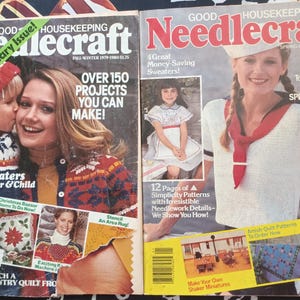 With Flaw Lot of 2 vintage 1979 1980 Good Housekeeping Needlecraft knit crocheting sewing/clothes accessories sweaters tops crochet patterns