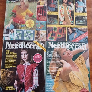 Craft lot of 4 vintage 1970s Good Housekeeping Needlecraft knitting crocheting sewing/clothing accessories sweaters tops crochet patterns