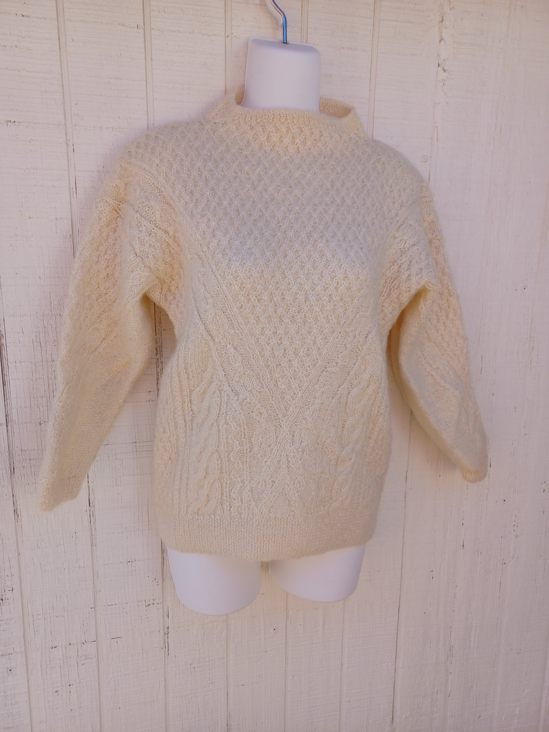 グランドセール 漫画 Vintage Handknit S/cable Women Sweater Blend Wool Mohair ニット+セーター