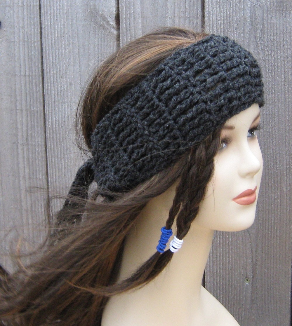Crochet Headband Dark Gray Dreadband Charcoal Dread Head - Etsy